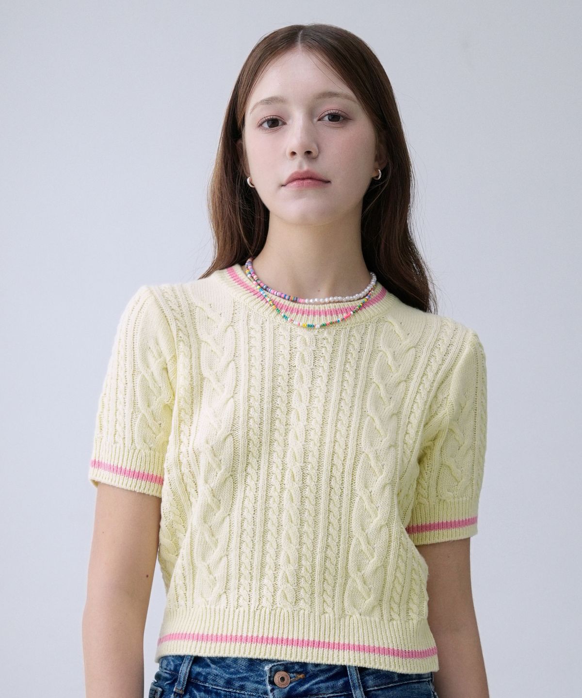 블레티(VLETI) Cotton Cable Half Knit (Yellow)