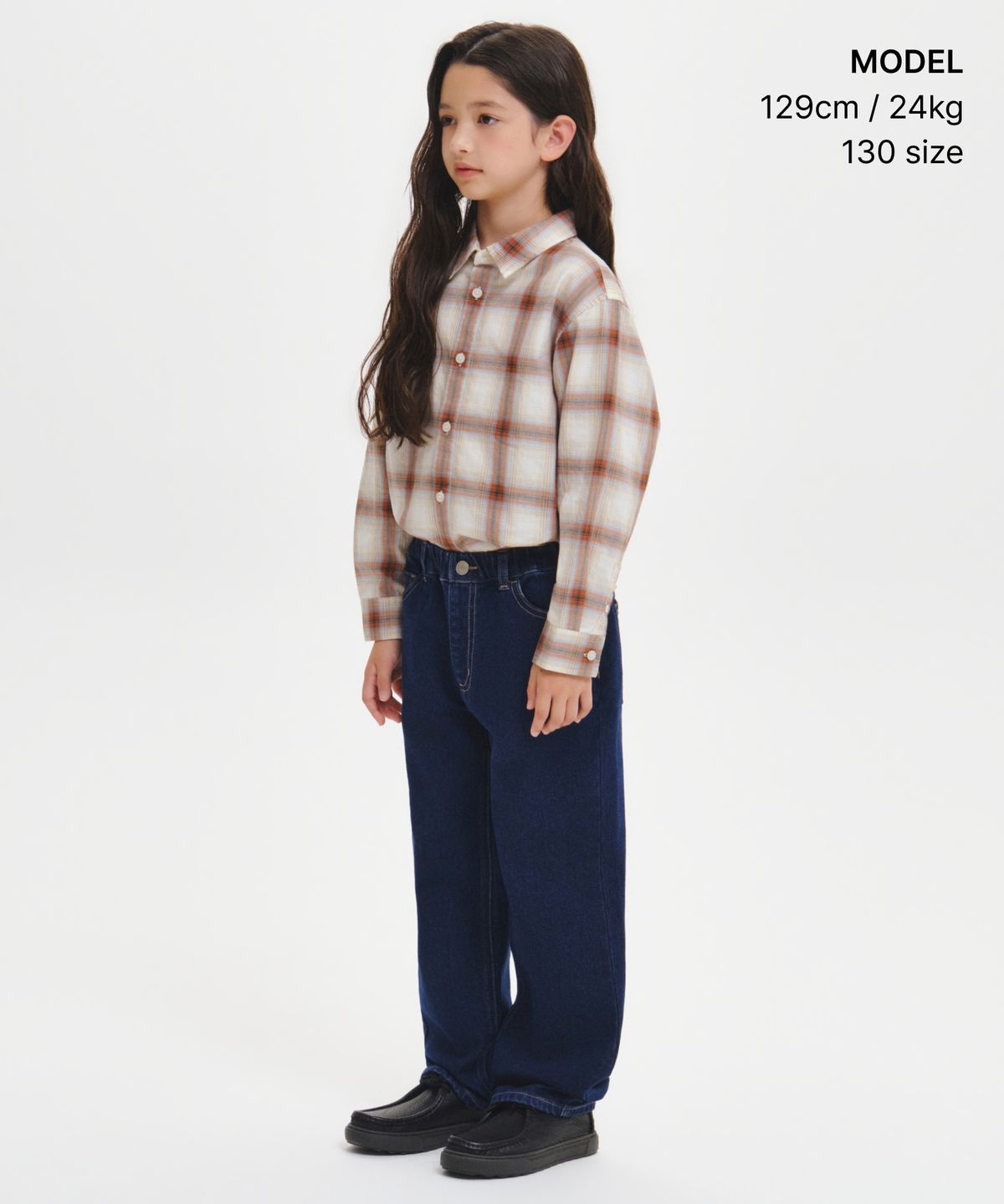 무신사 스탠다드 키즈(MUSINSA STANDARD KIDS) 기모 레귤러 핏 데님 팬츠 [딥 인디고]