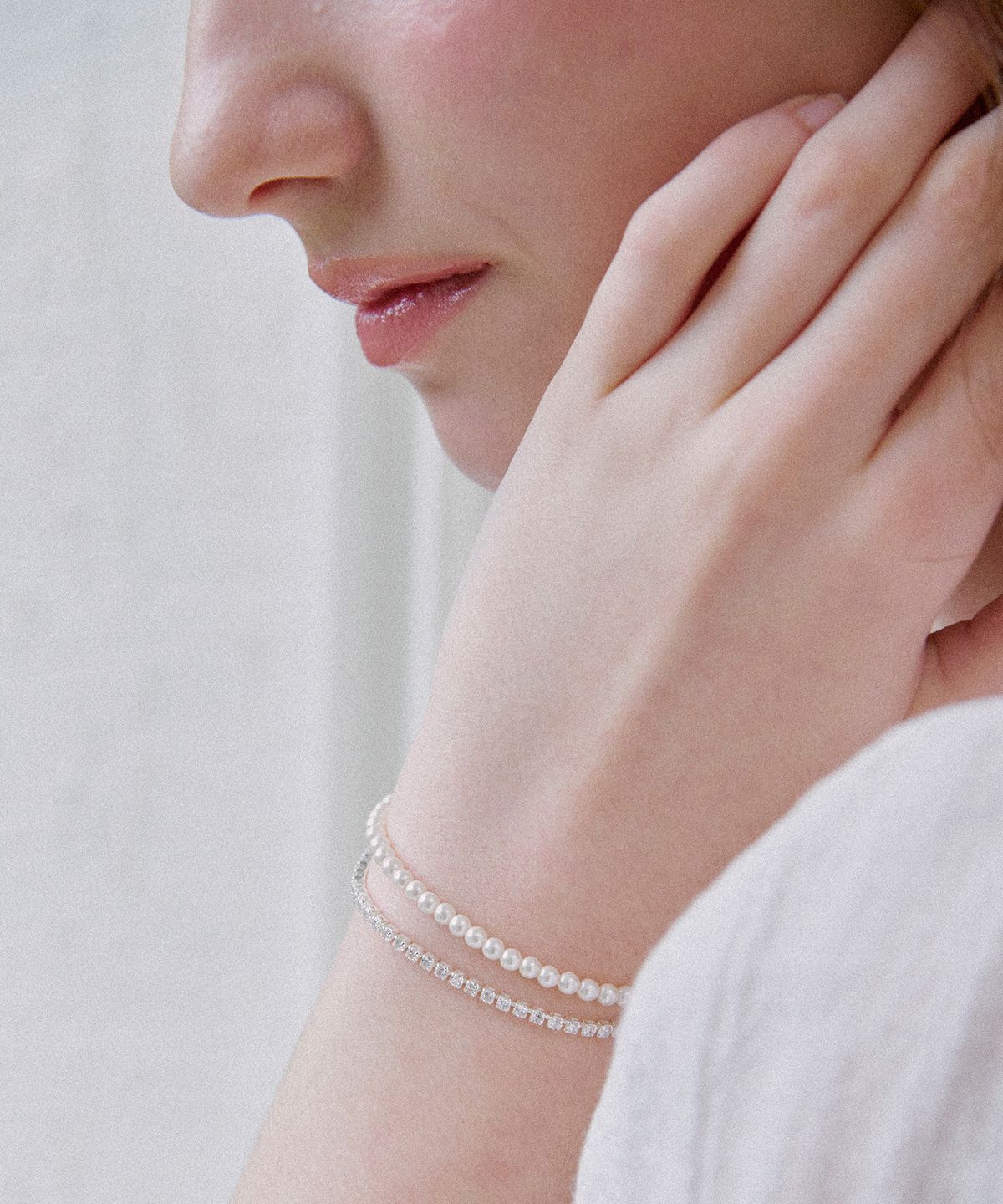 세인트스코트런던(ST.SCOTT LONDON) Veil Pearl Tennis Layered Bracelet / STJ-BB1595WG