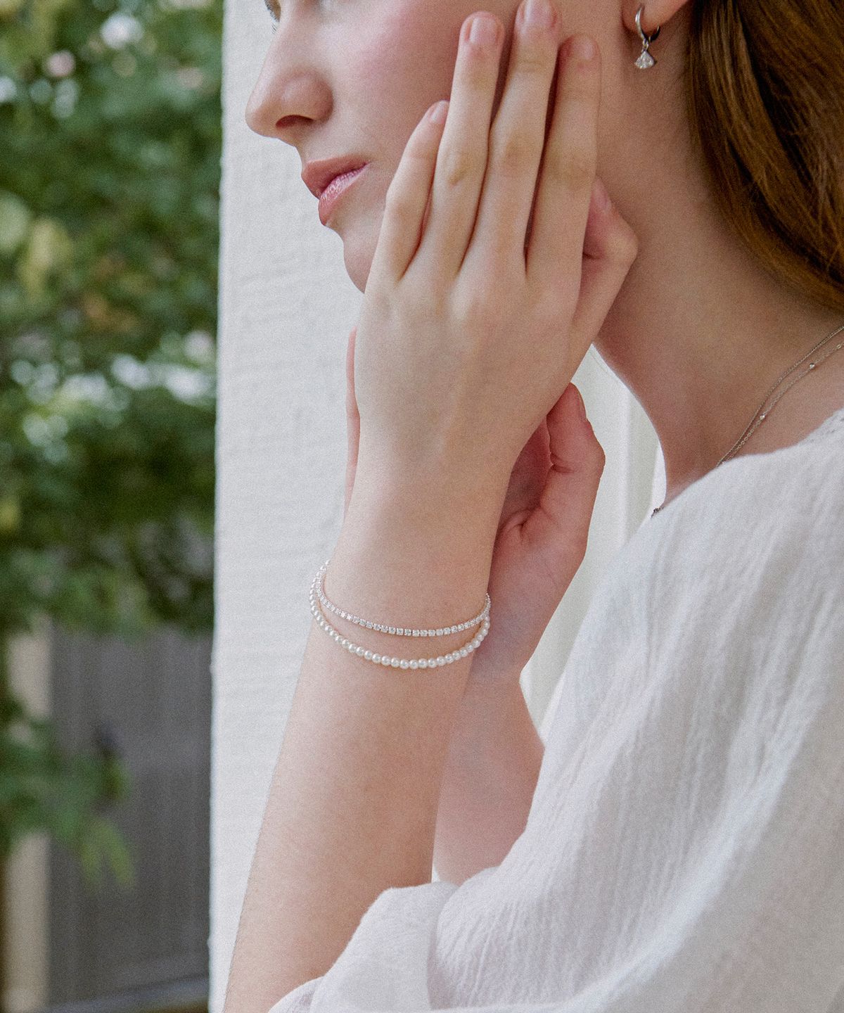 세인트스코트런던(ST.SCOTT LONDON) Veil Pearl Tennis Layered Bracelet / STJ-BB1595WG
