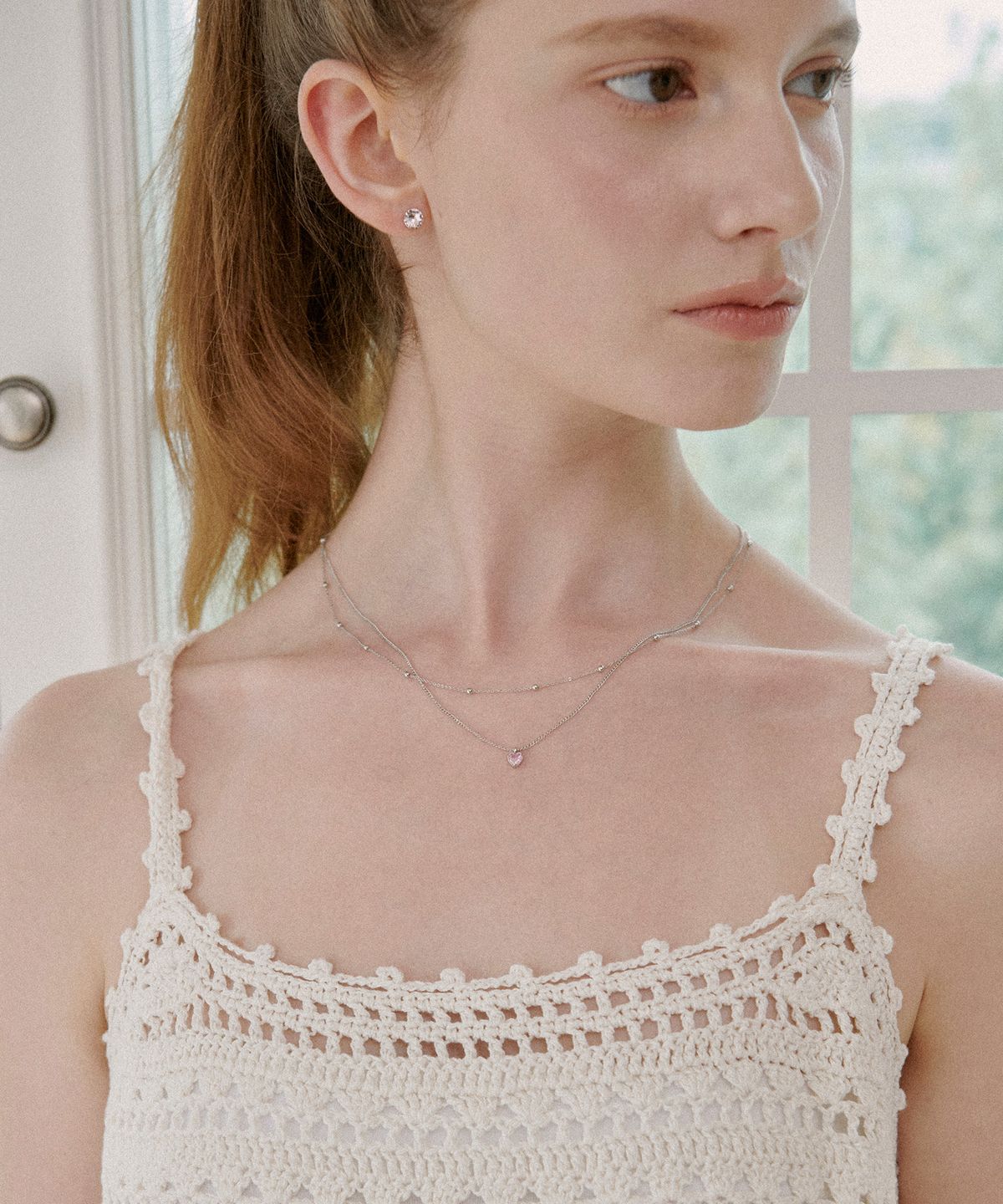 세인트스코트런던(ST.SCOTT LONDON) Heart Cubic Layered Necklace / STJ-NB1726