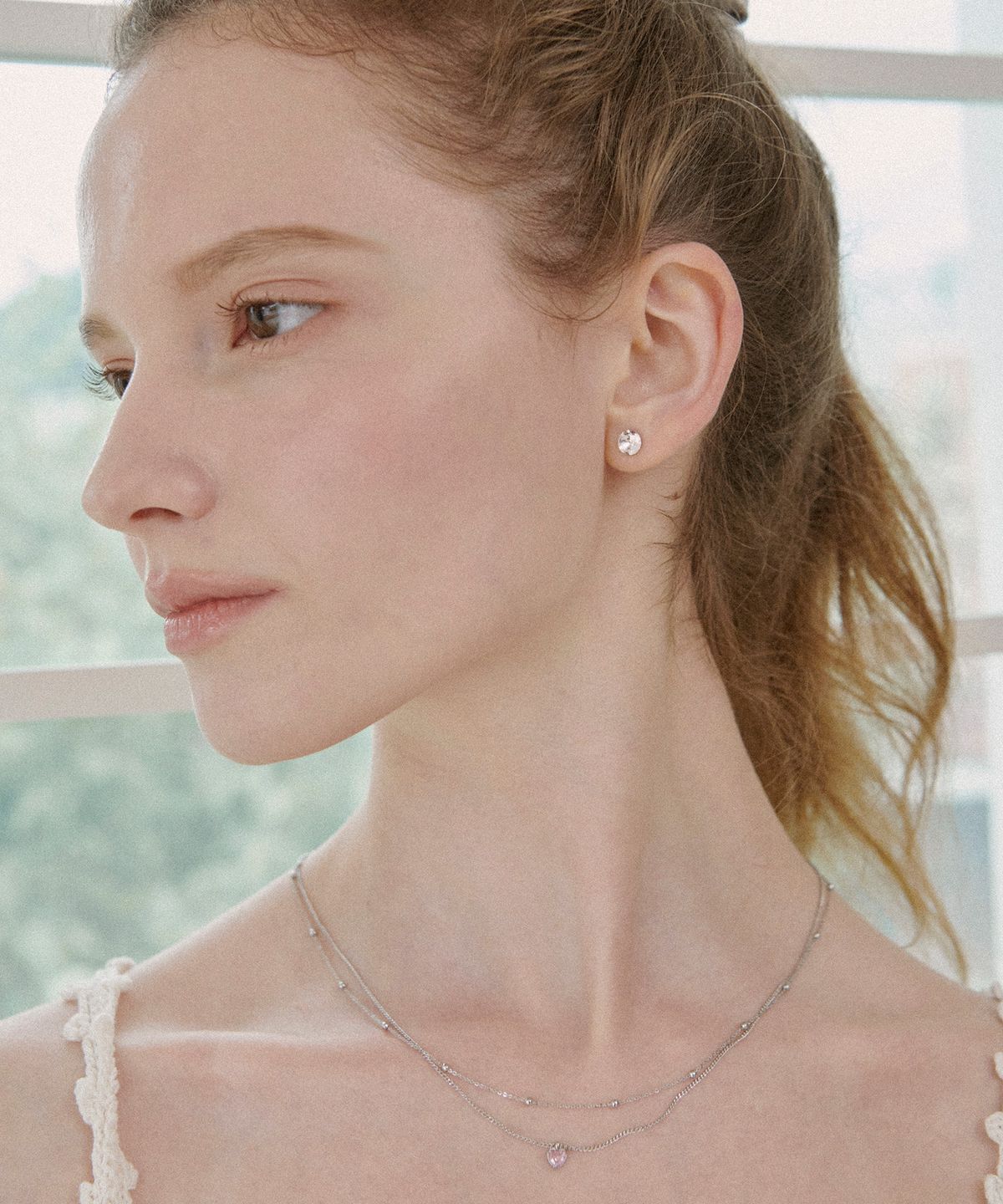 세인트스코트런던(ST.SCOTT LONDON) Heart Cubic Layered Necklace / STJ-NB1726