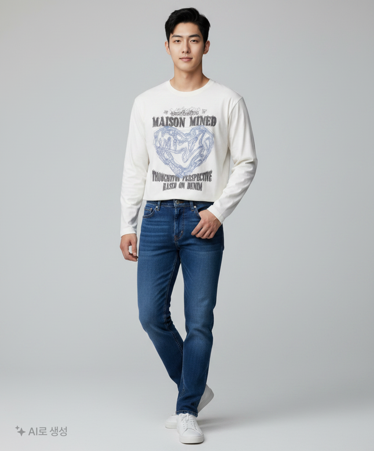 메종미네드(MAISON MINED) DOODLE HEART LONG SLEEVE WHITE S