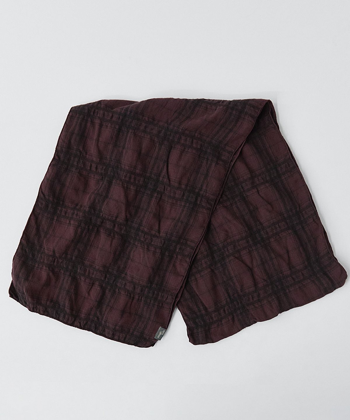 러프사이드(ROUGHSIDE) Crease Check Scarf Burgundy