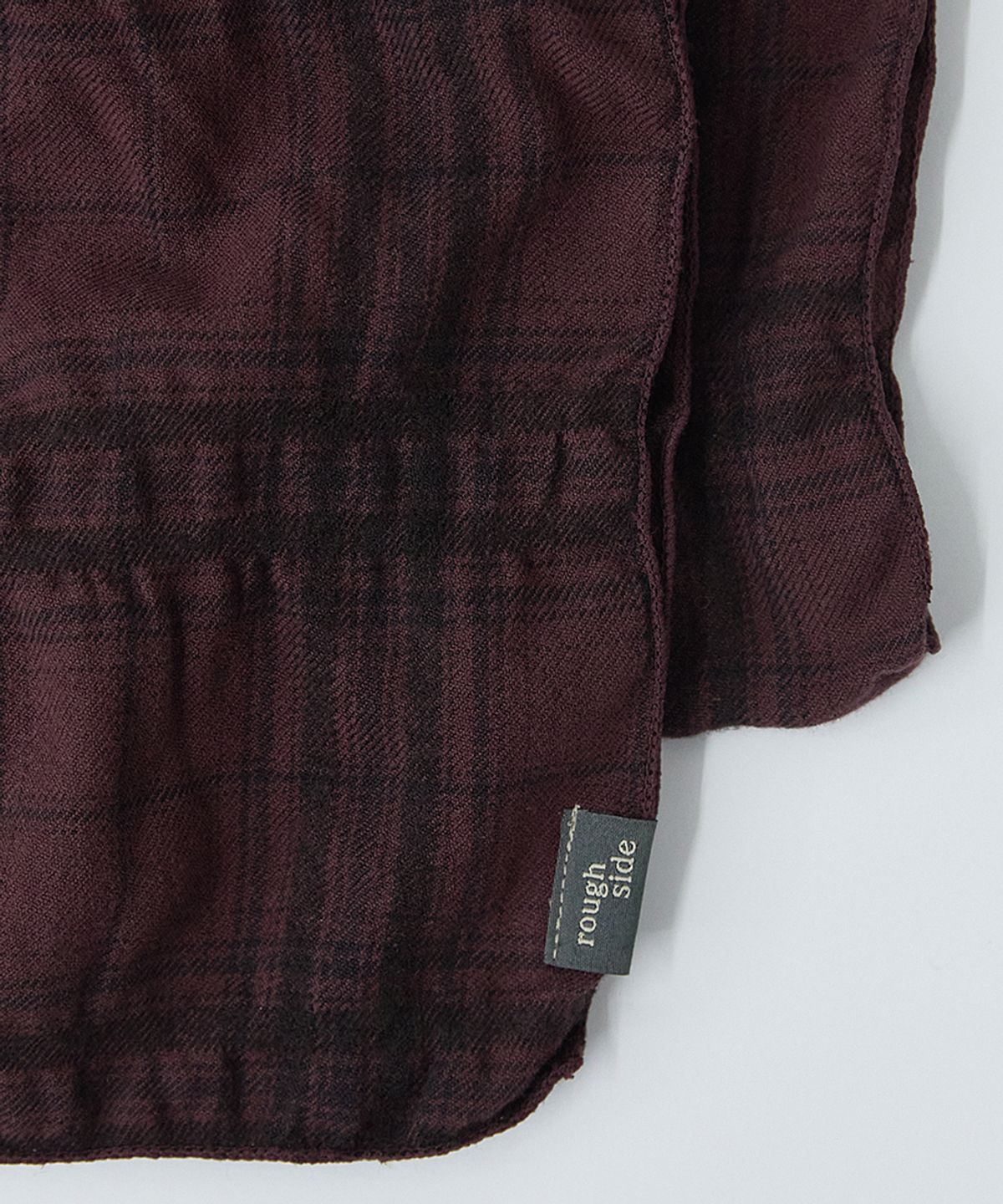 러프사이드(ROUGHSIDE) Crease Check Scarf Burgundy