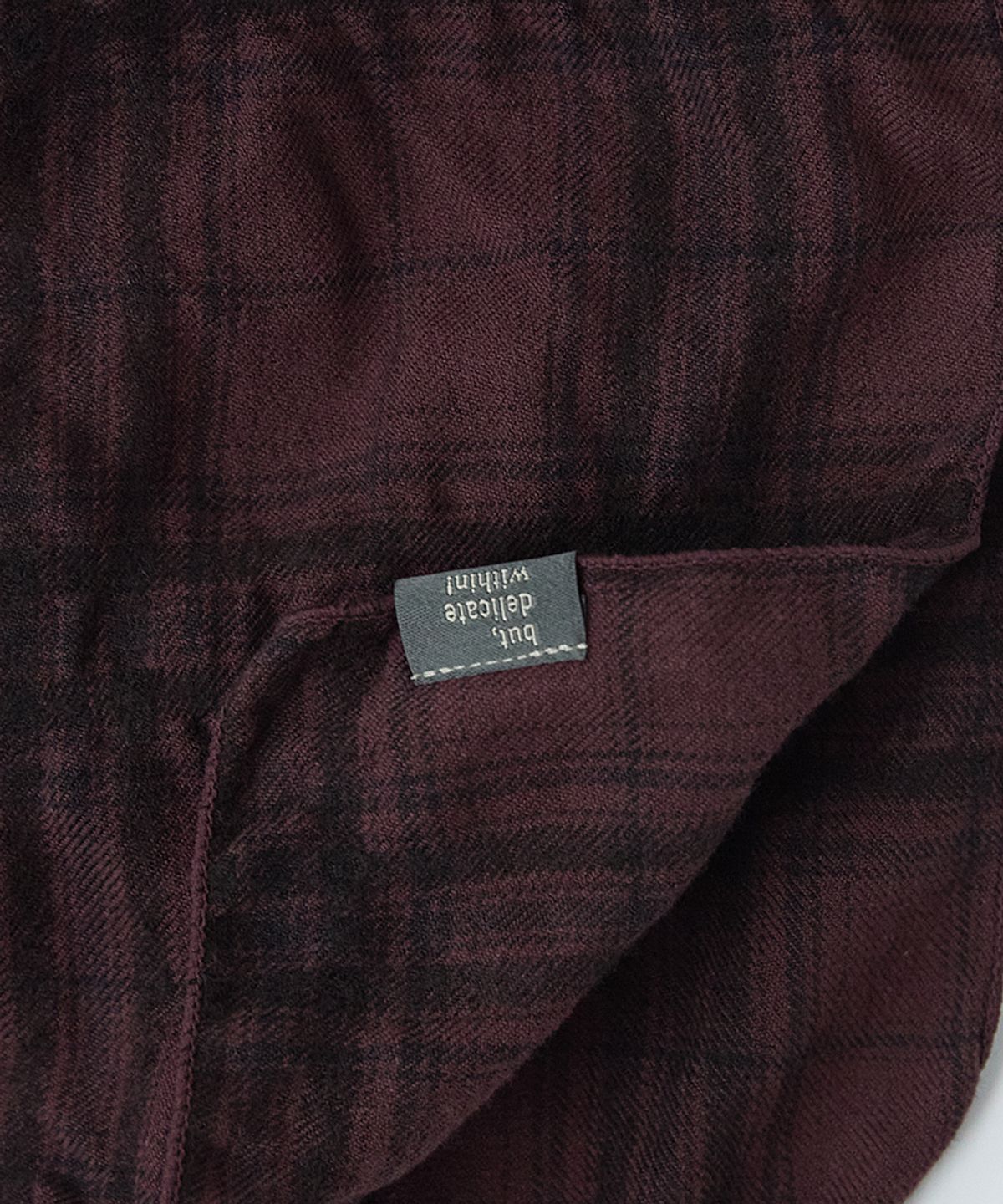 러프사이드(ROUGHSIDE) Crease Check Scarf Burgundy