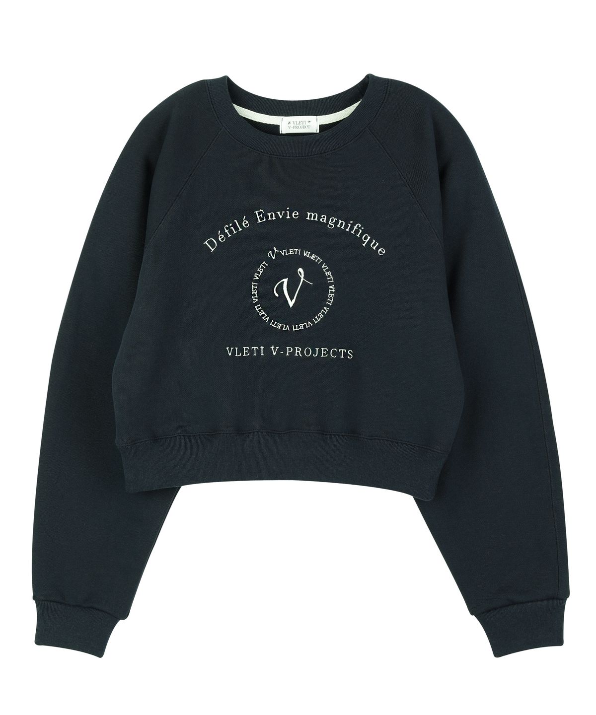 블레티(VLETI) Main Logo Needlework Raglan Sweatshirt (Navy)