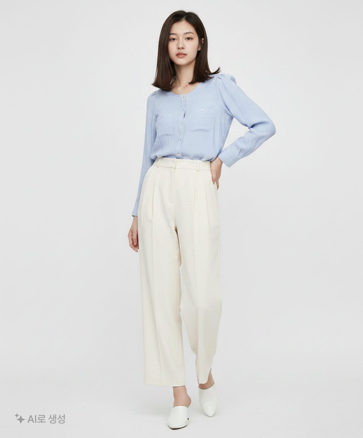 미쏘(MIXXO) R넥 블라우스 MIWBLD312B S