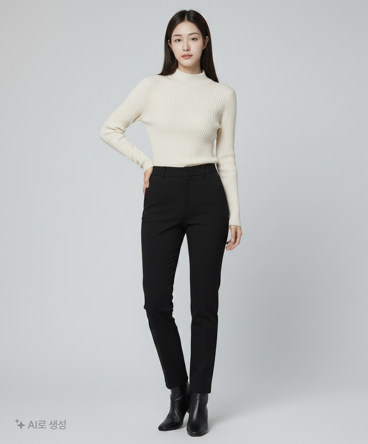 미쏘(MIXXO) 베이직 반하이넥 풀오버 MIWKACT40T S
