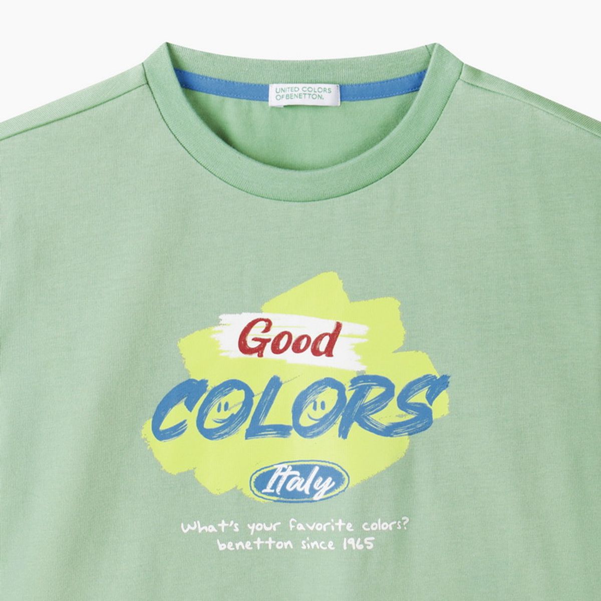 베네통키즈(BENETTONKIDS) 그래픽 싱글 티셔츠_QATS02641GN