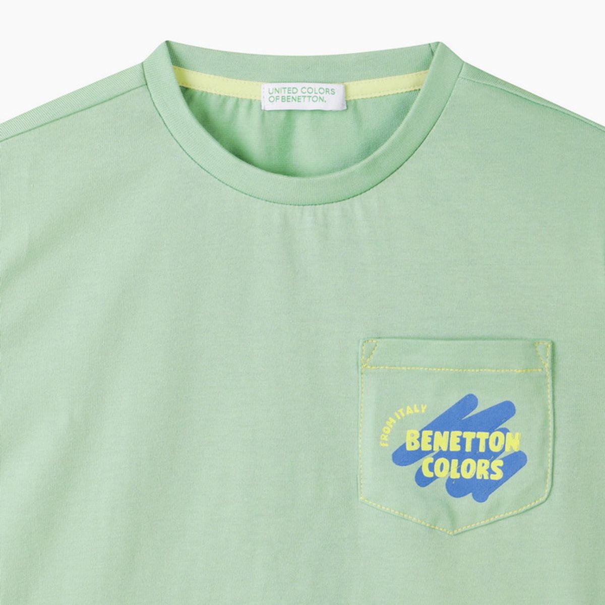 베네통키즈(BENETTONKIDS) 포켓 싱글 티셔츠_QATS08641GN