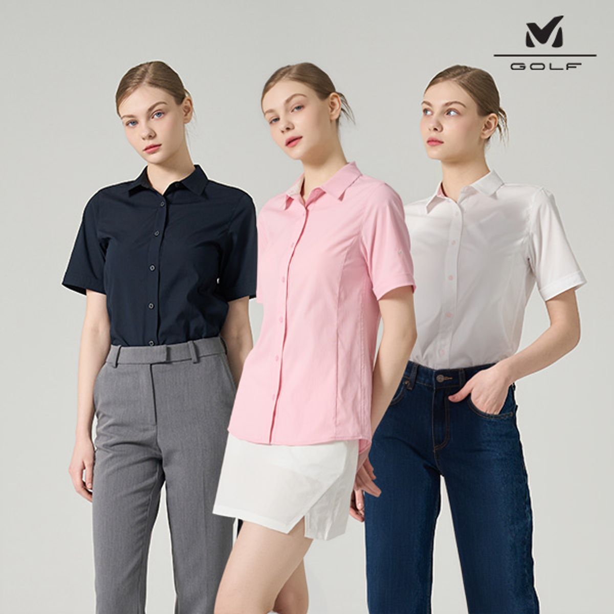 밀레골프(MILLET GOLF) 크링클 반팔 셔츠 여성 3color