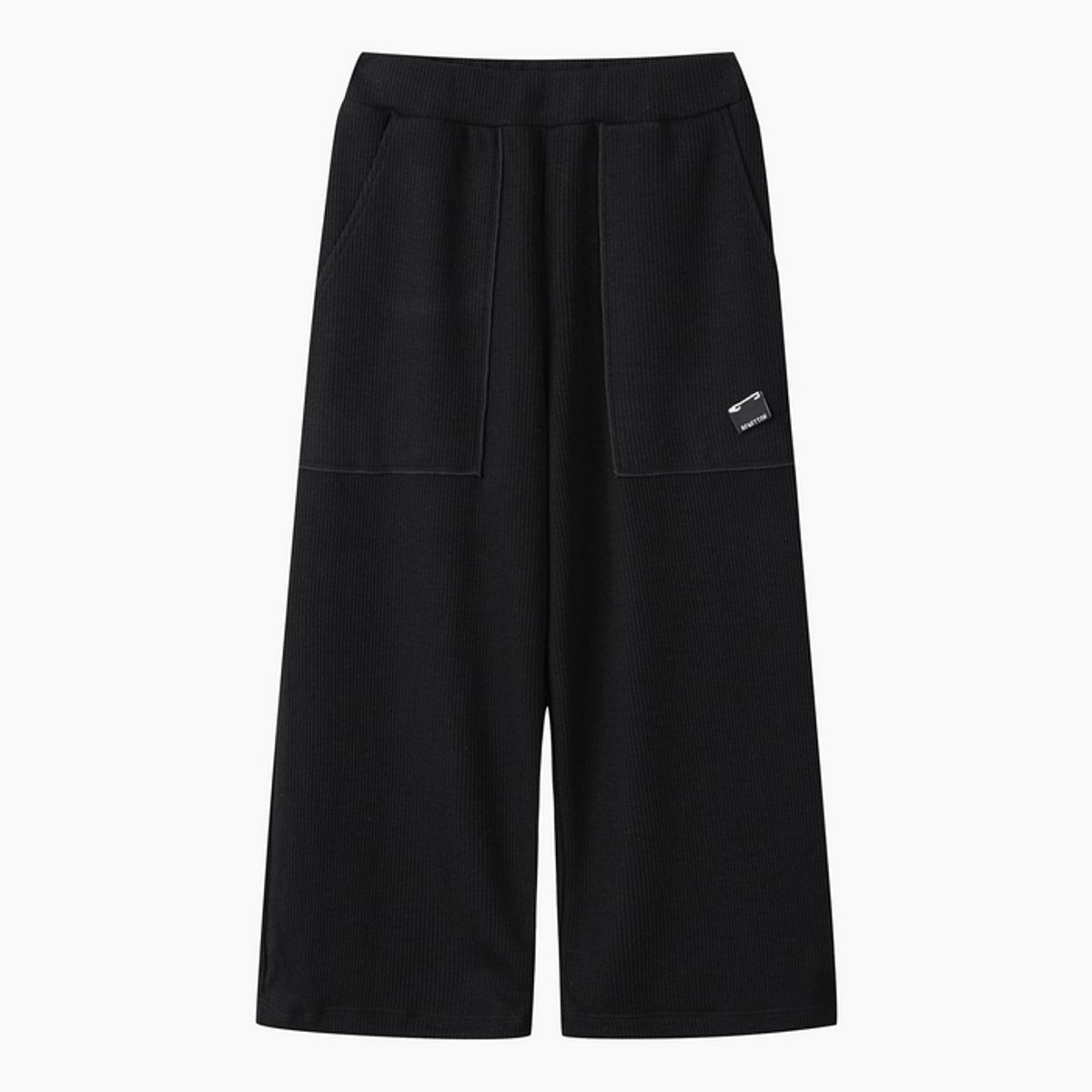 베네통키즈(BENETTONKIDS) 소프트 골지 세미 와이드 팬츠_QALG03641BK