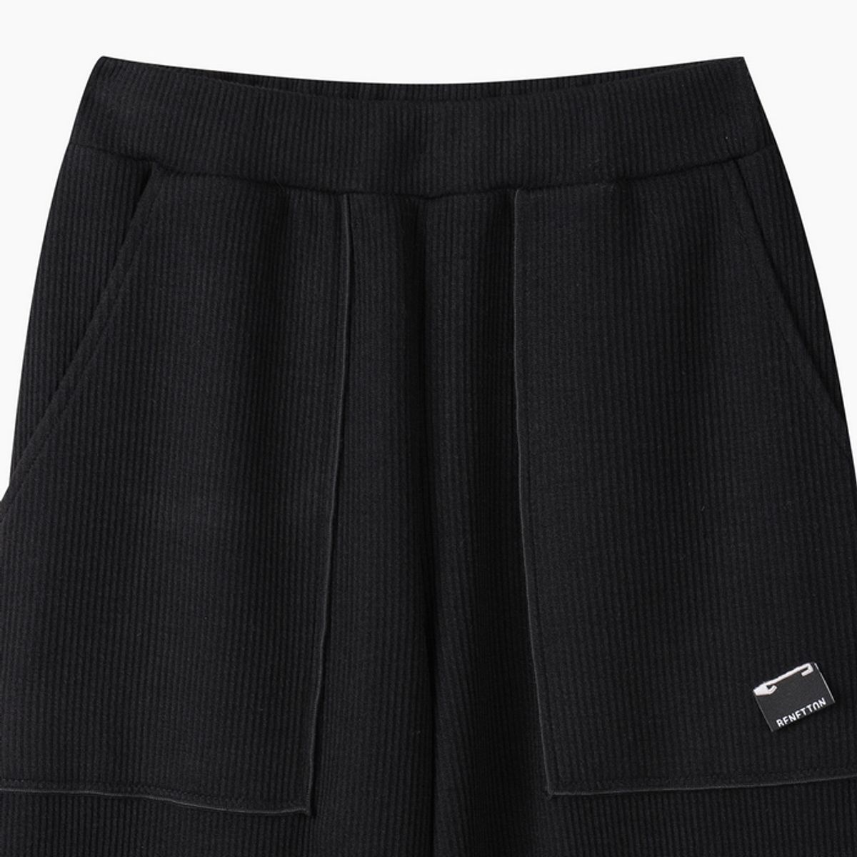 베네통키즈(BENETTONKIDS) 소프트 골지 세미 와이드 팬츠_QALG03641BK