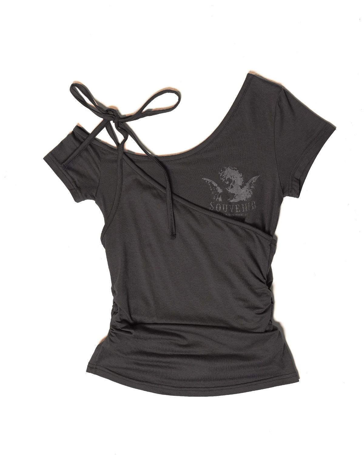 여린(YEORIN) Cherub Layered Tee (Charcoal)