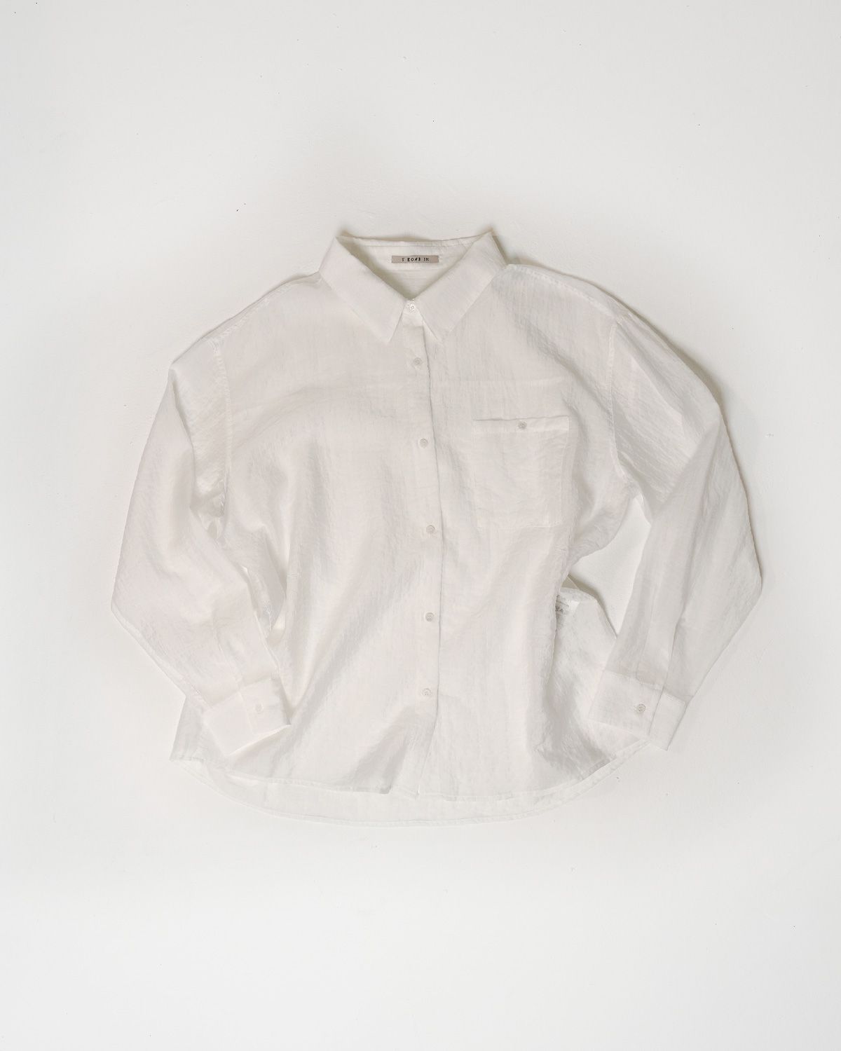 여린(YEORIN) Sheer Check Shirt (White)