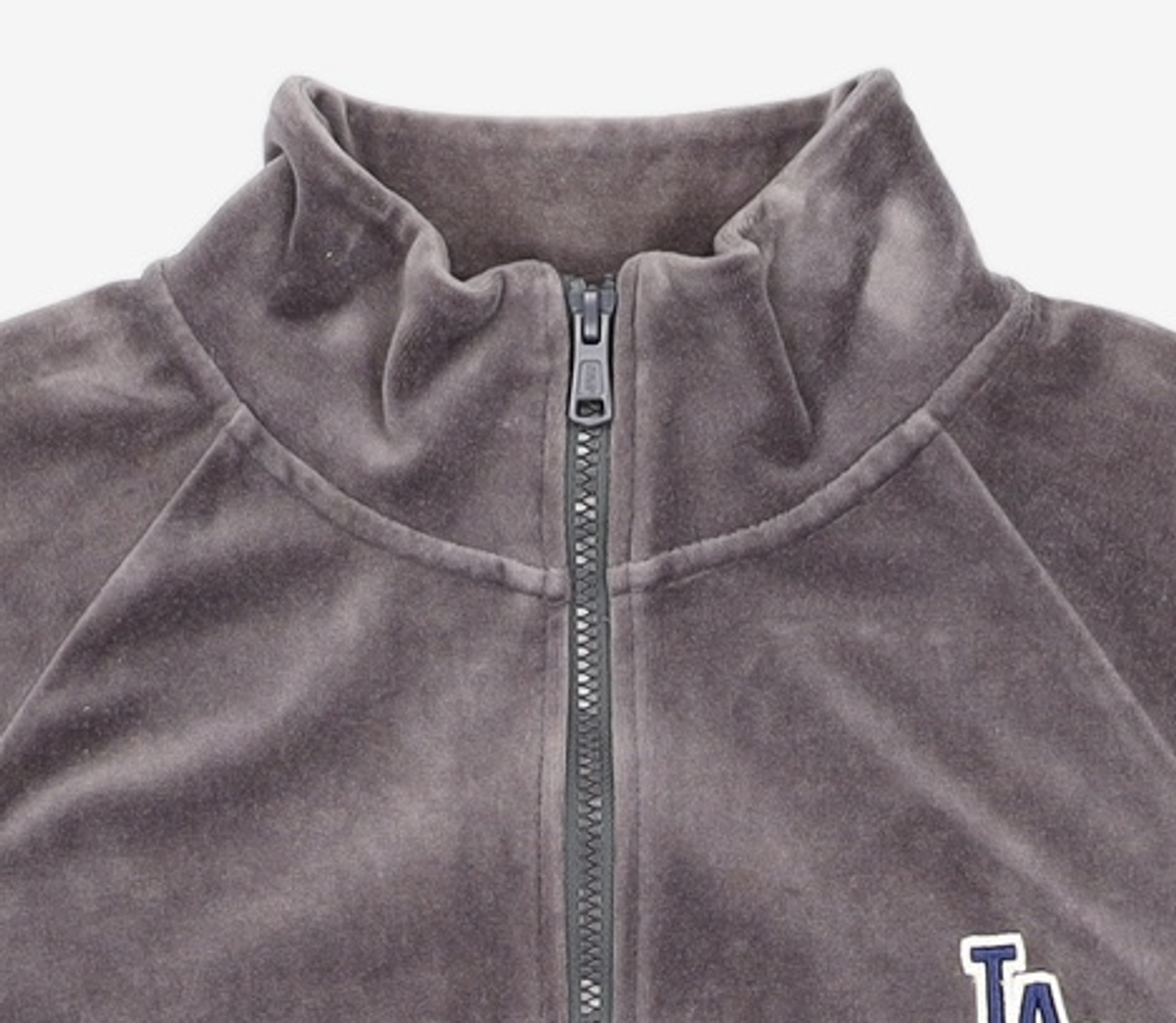 엠엘비(MLB) 베이직 스몰로고 벨벳 스텐드넥 집업 LA (Charcoal Grey) M
