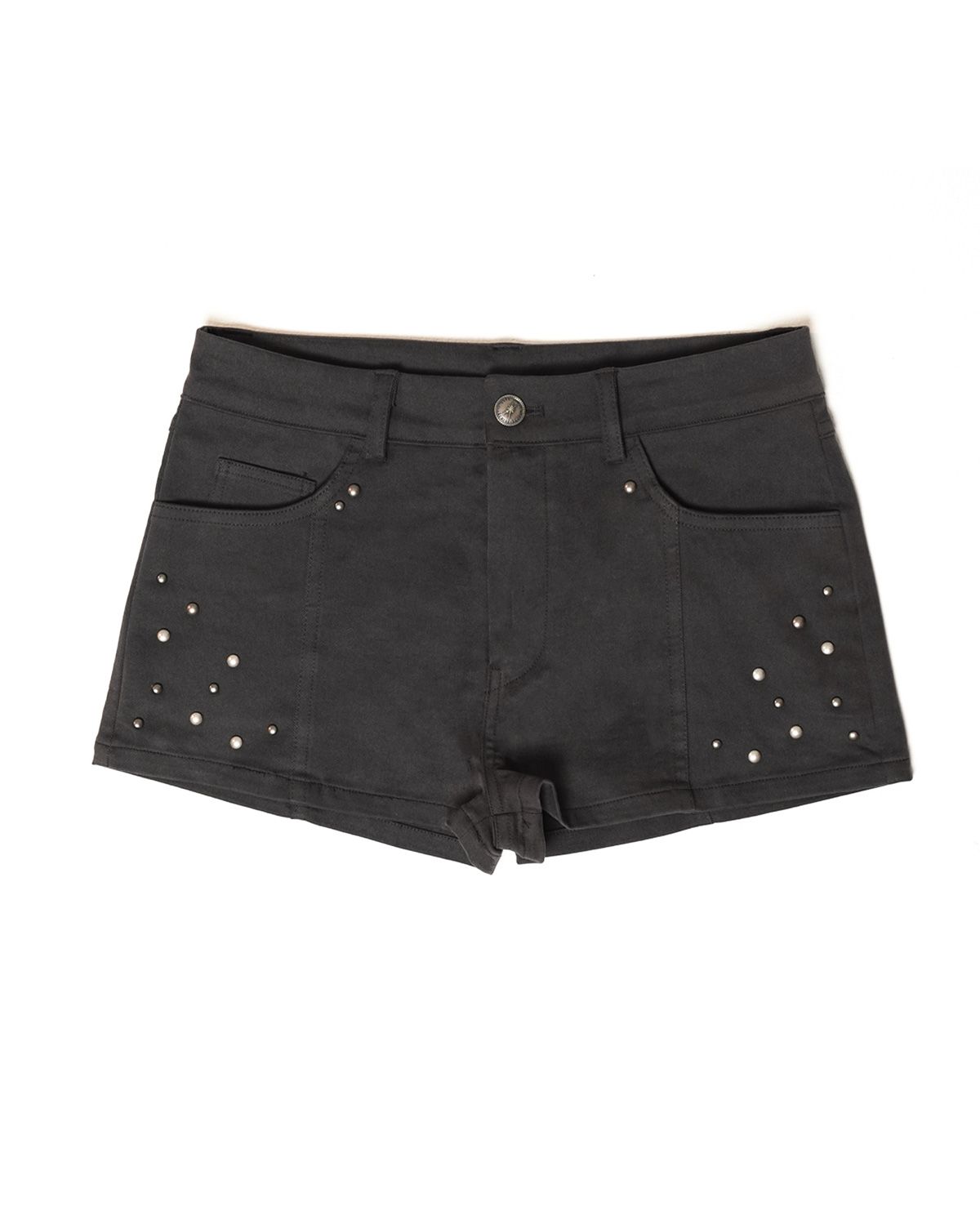 여린(YEORIN) Stud Low Rise Shorts (Charcoal)