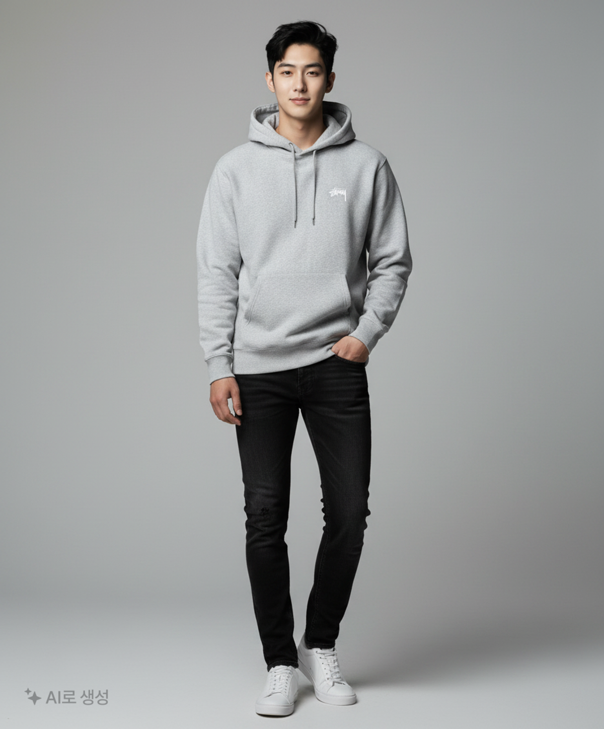 스투시(STUSSY) 남성 오버다이드 후드 - 그레이 헤더 / 118417GREY L