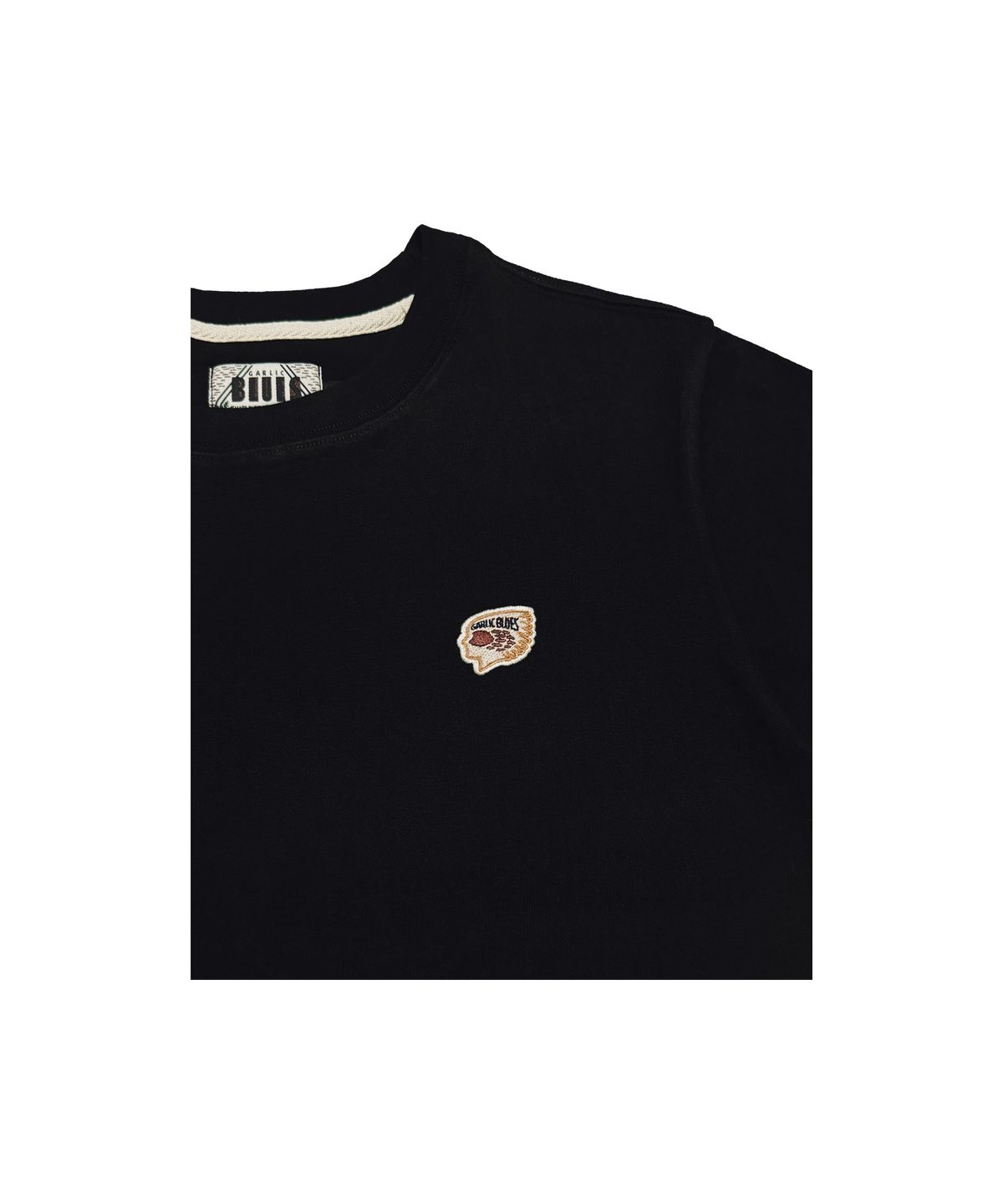 갈릭 블루스(GARLICBLUES) HUMAN X FOOTPRINT APPLIQUE T-SHIRT (BLACK)