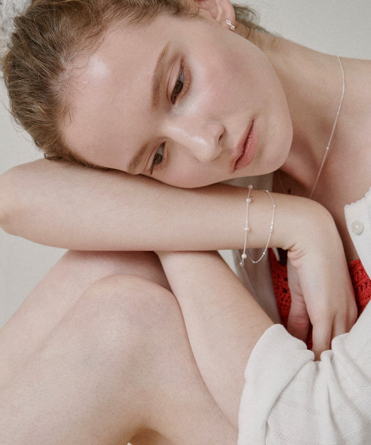 세인트스코트런던(ST.SCOTT LONDON) Two Line Pearl And Ball Bracelet / STJ-BB1596WG