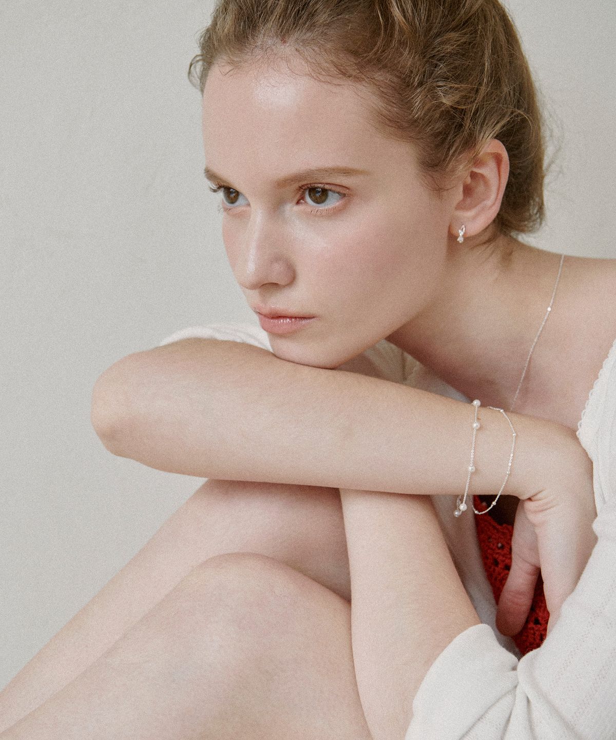 세인트스코트런던(ST.SCOTT LONDON) Two Line Pearl And Ball Bracelet / STJ-BB1596WG