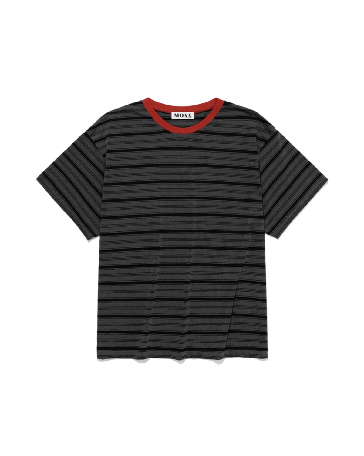 모아(MOAA) Multi-Stripe Single-Stitch T-Shirt (CHARCOAL)