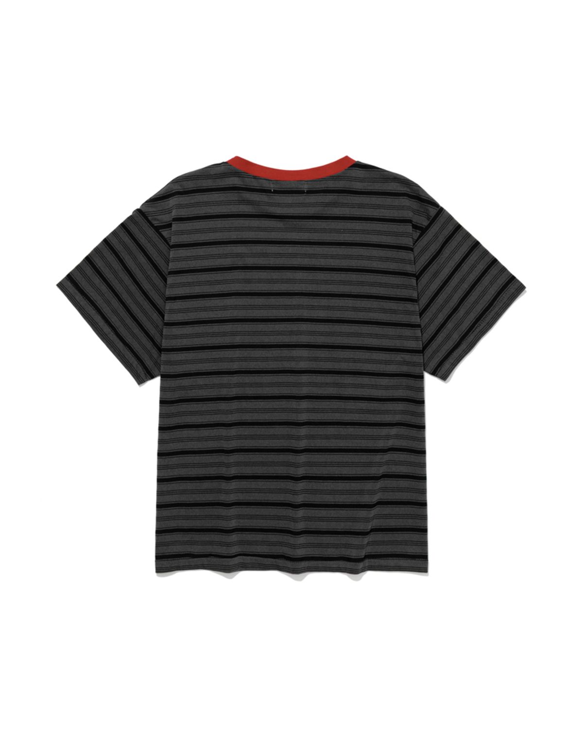 모아(MOAA) Multi-Stripe Single-Stitch T-Shirt (CHARCOAL)