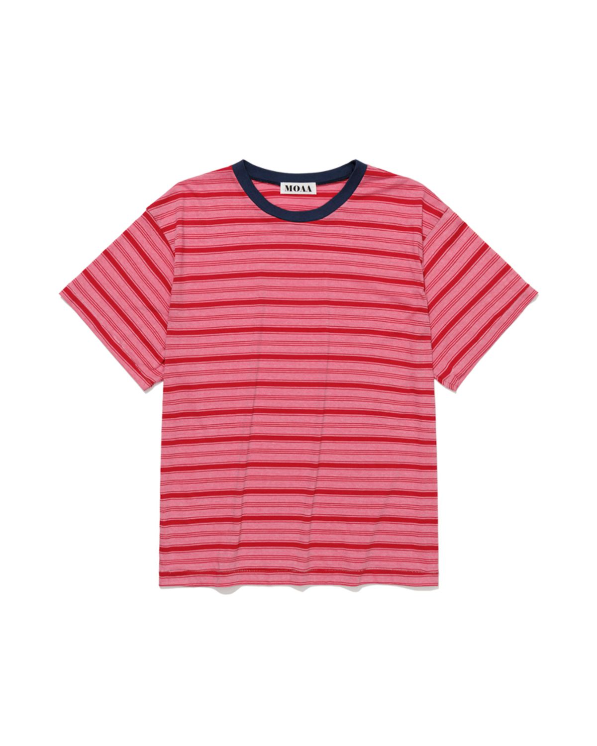 모아(MOAA) Multi-Stripe Single-Stitch T-Shirt (PINK)
