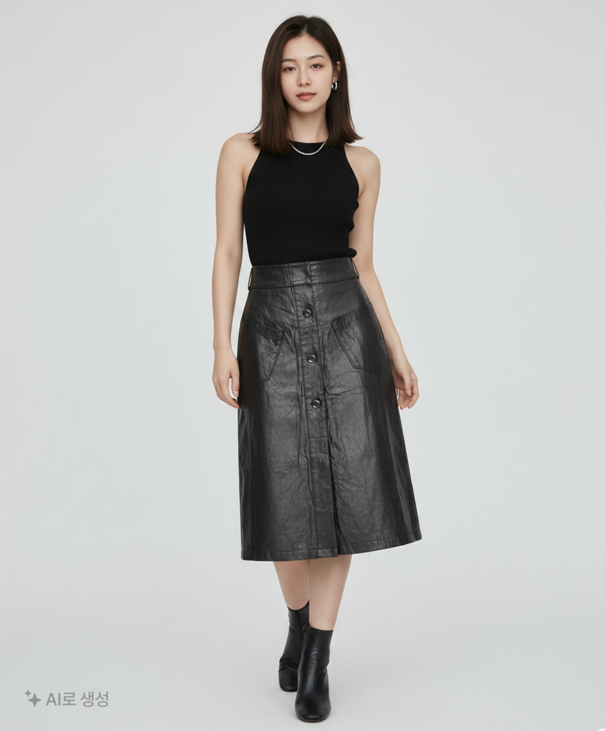 티엠오 바이 써틴먼스(TMO BY 13MONTH) TWO POCKET LEATHER SKIRT (BLACK) FREE