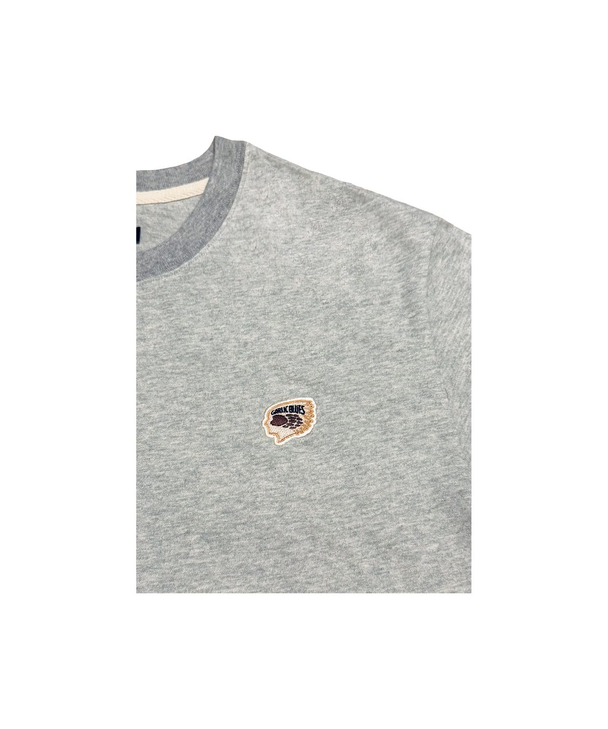 갈릭 블루스(GARLICBLUES) HUMAN X FOOTPRINT APPLIQUE T-SHIRT (GREY)
