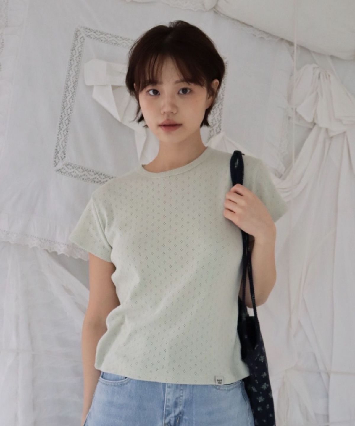세인트바인(SAINTVINE) 펀칭 아일렛 반팔 티셔츠