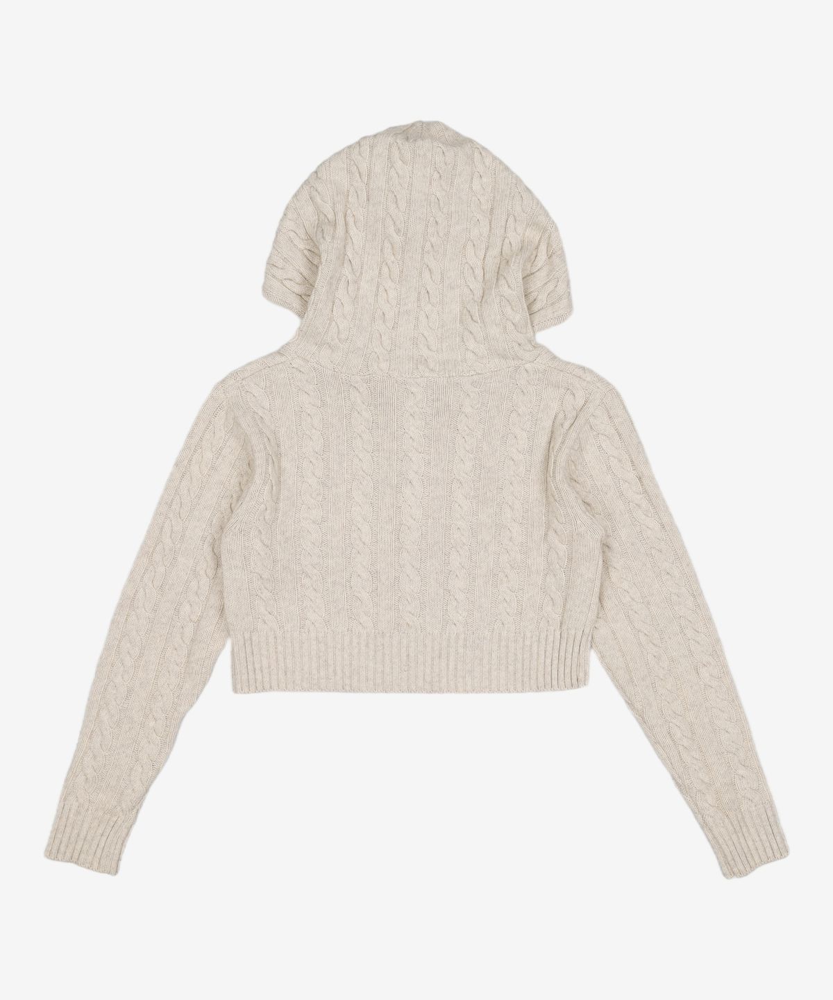 큐리티(CURETTY) C CABLE CROP KNIT HOODIE ZIP-UP_IVORY S