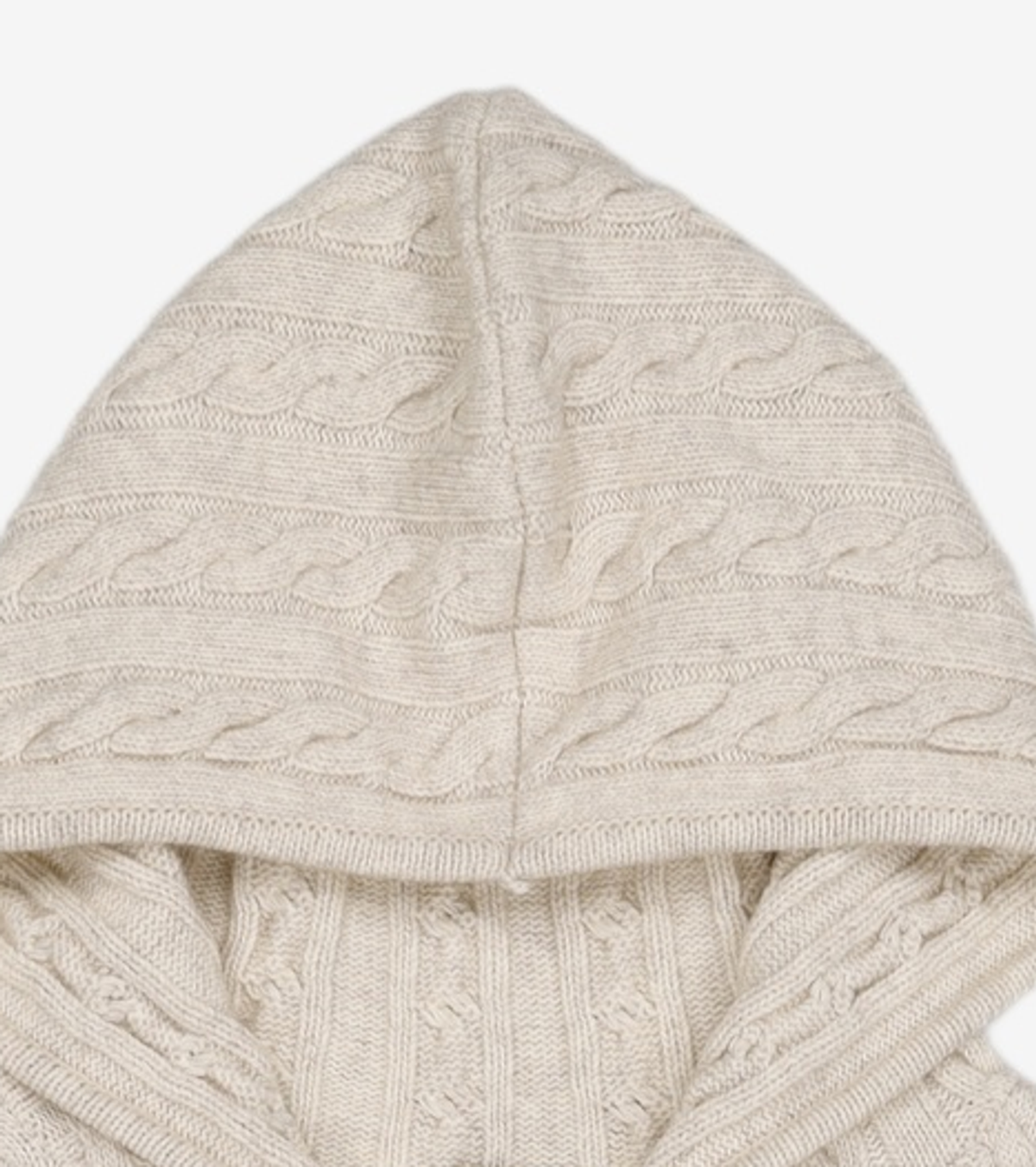 큐리티(CURETTY) C CABLE CROP KNIT HOODIE ZIP-UP_IVORY S