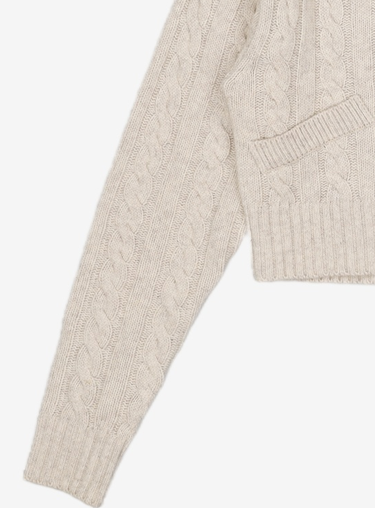 큐리티(CURETTY) C CABLE CROP KNIT HOODIE ZIP-UP_IVORY S