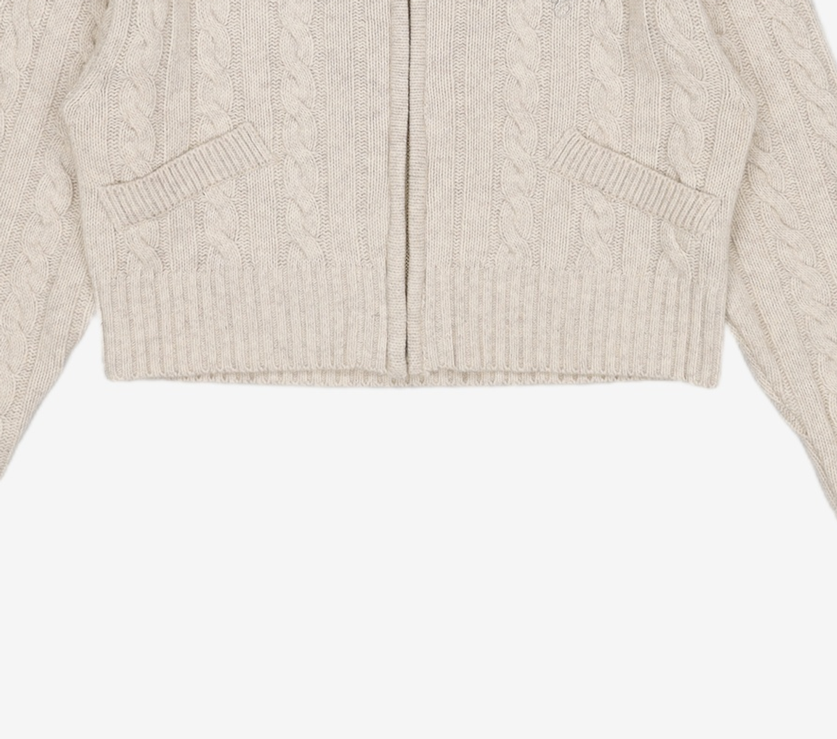 큐리티(CURETTY) C CABLE CROP KNIT HOODIE ZIP-UP_IVORY S