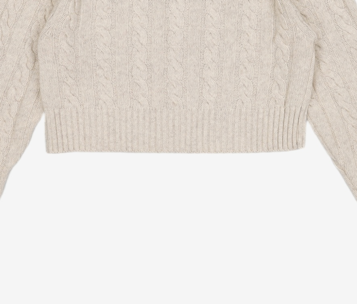큐리티(CURETTY) C CABLE CROP KNIT HOODIE ZIP-UP_IVORY S
