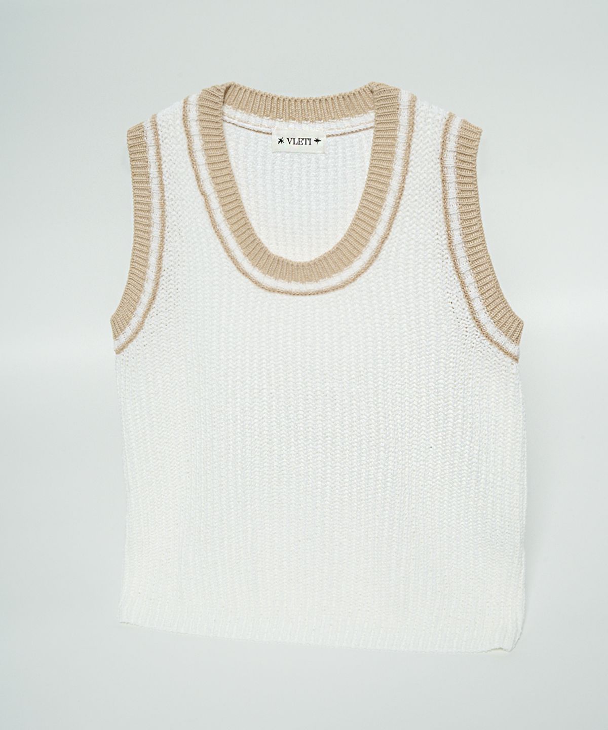 블레티(VLETI) Summer Round Color Matching Knit Sleeveless (White)