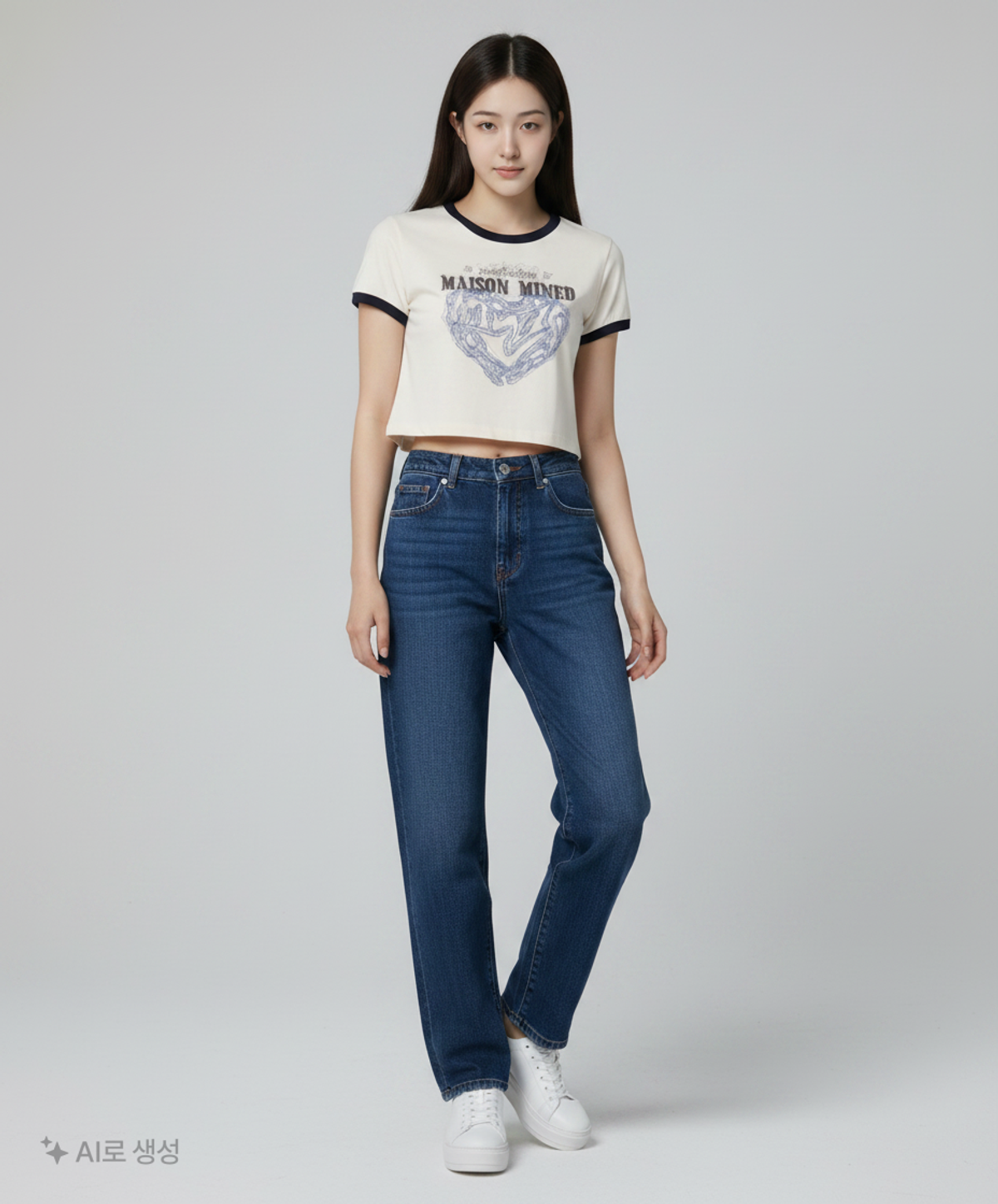 메종미네드(MAISON MINED) (W) DOODLE HEART RINGER HALF T WHITE M