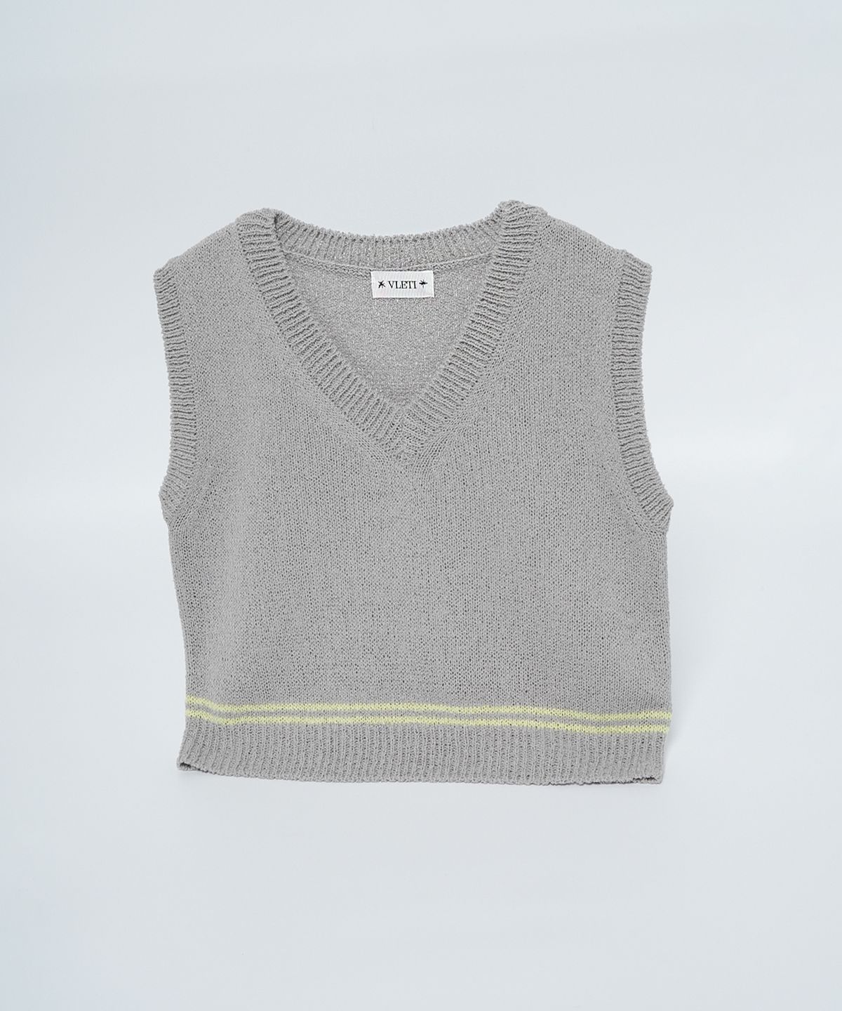 블레티(VLETI) Summer V-neck Color Matching Knit Sleeveless (Gray)