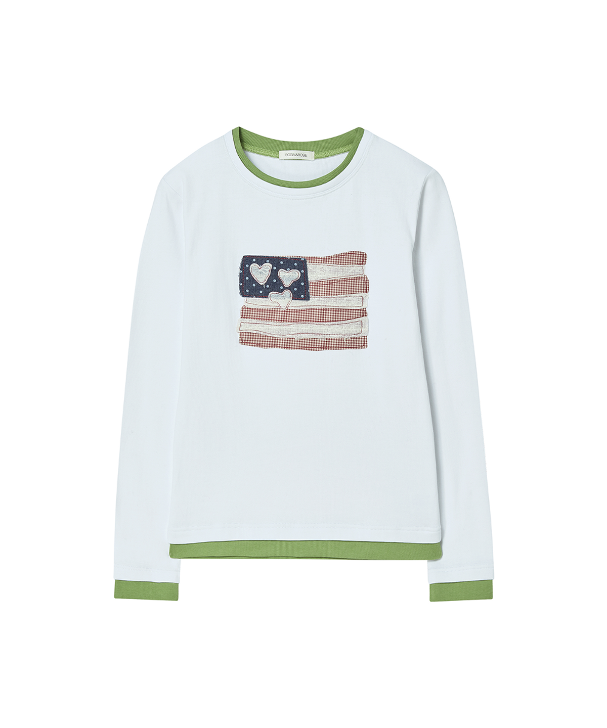 로긴 앤 로지(ROGIN N ROSIE) USA Banner Layered Long Sleeve Ivory Green