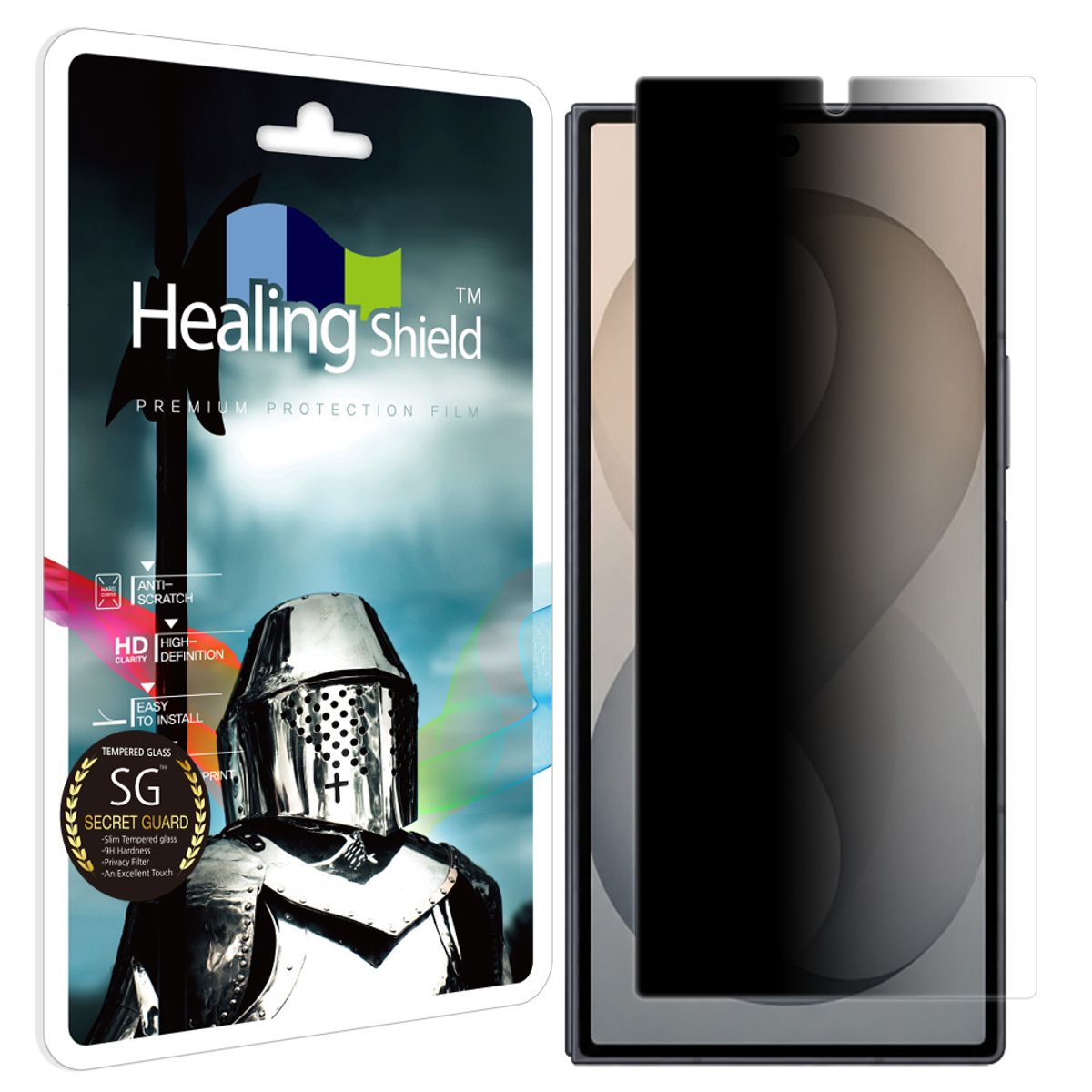 힐링쉴드(HEALINGSHIELD) 갤럭시 Z폴드8 울트라 사생활보호 정보보안 외부액정 강화유리필름 1매