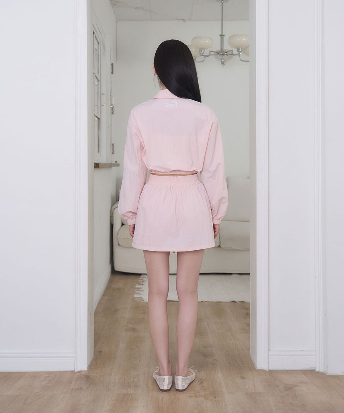 모아벨(MOABEL) ANORAK LACE ZIP-UP - PINK