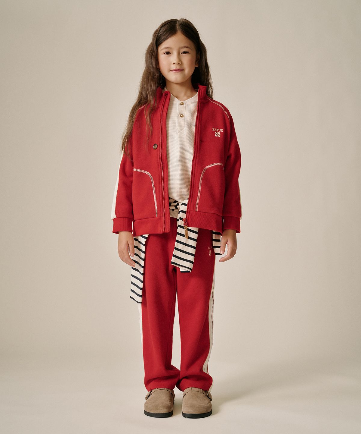 세터 키즈(SATUR KIDS) (K) 로턴 스티치 트랙 팬츠 레드