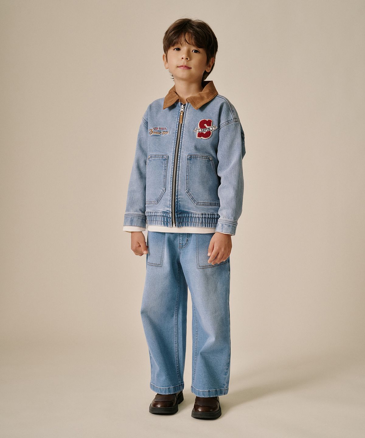 세터 키즈(SATUR KIDS) (K) 밴딩 와이드 데님 팬츠 블루