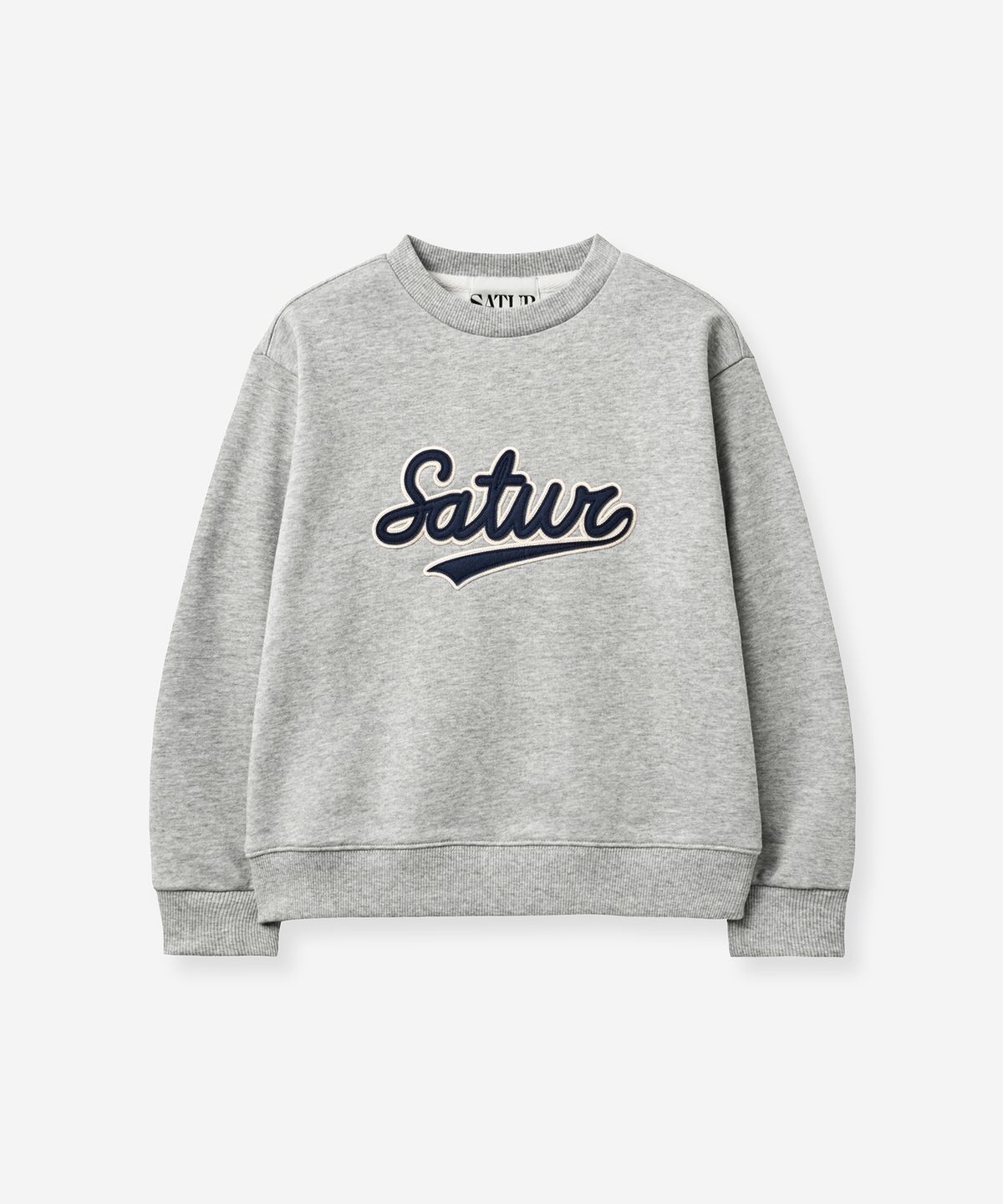 세터 키즈(SATUR KIDS) (K) 로고 아플리케 스웨트셔츠 멜란지 그레이