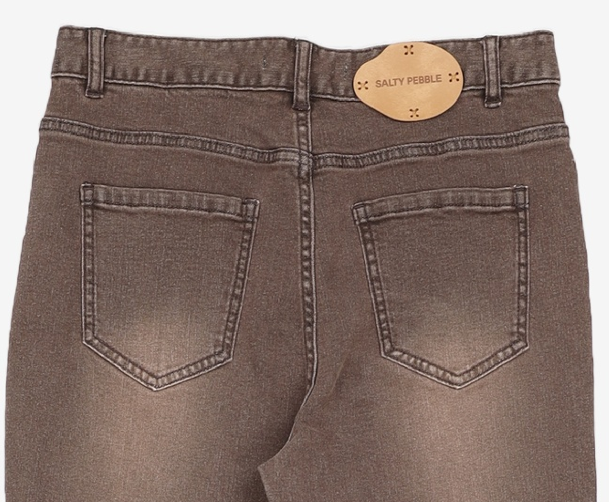 솔티페블(SALTY PEBBLE) SLIT SLIM JEAN [BROWN] 2