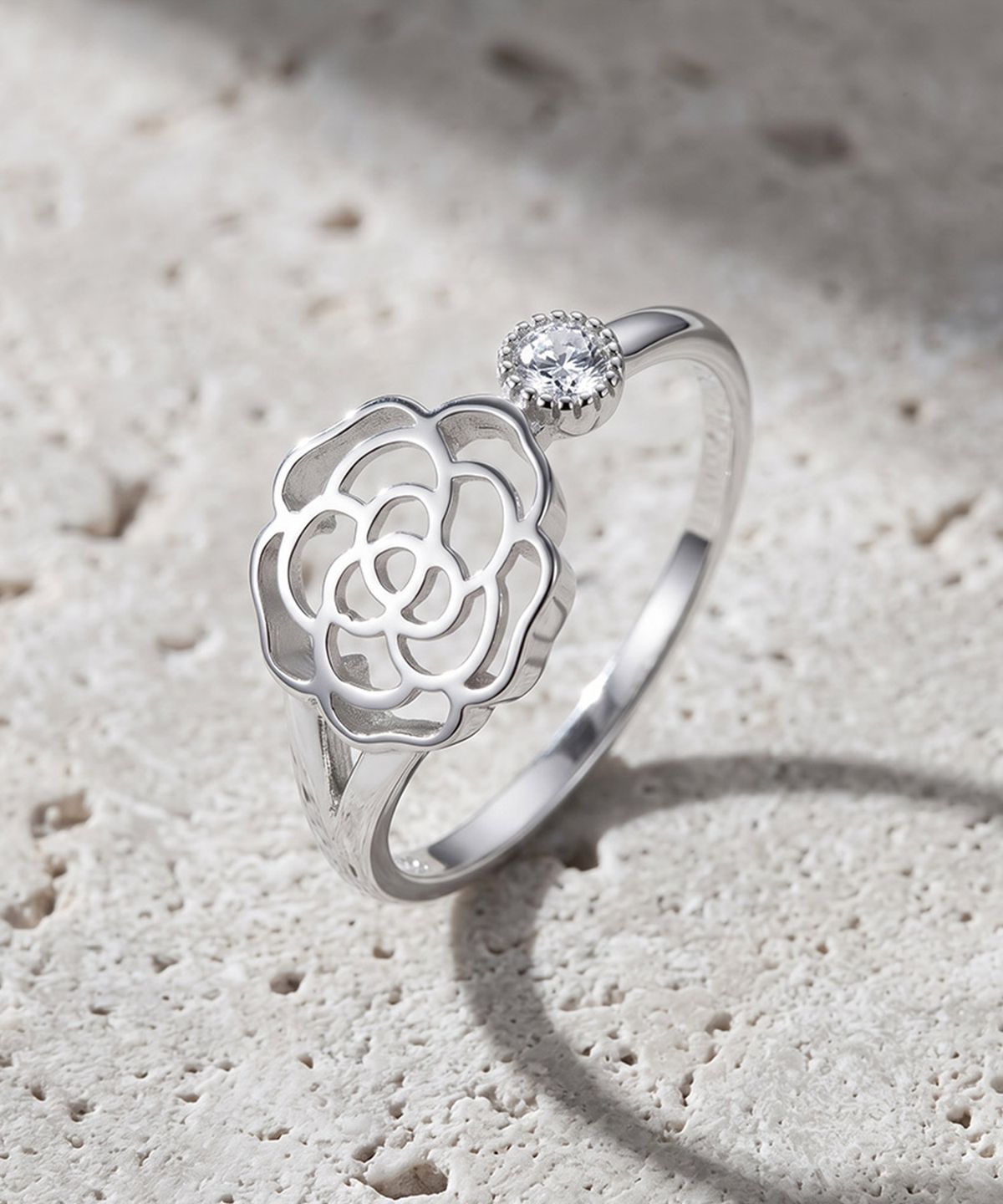 엘렌쥬얼리(HELENE JEWELRY) 실버 Silver 925 로즈 플라워 미스 링 은 반지