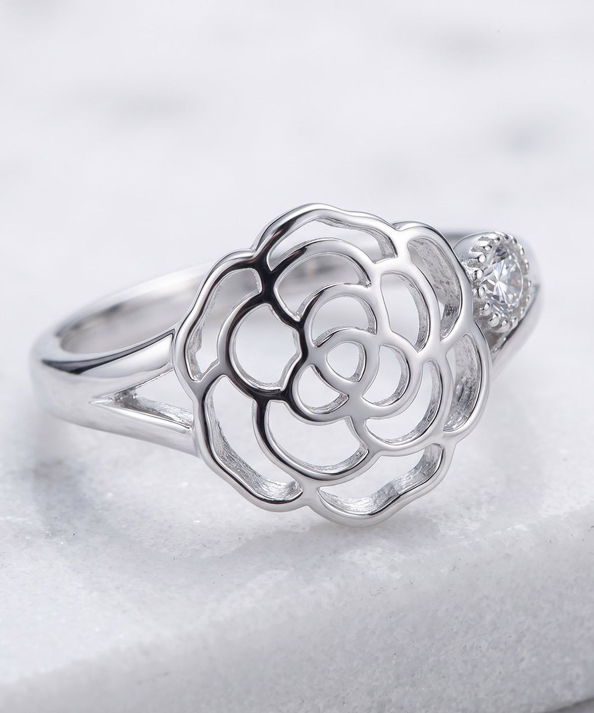 엘렌쥬얼리(HELENE JEWELRY) 실버 Silver 925 로즈 플라워 미스 링 은 반지