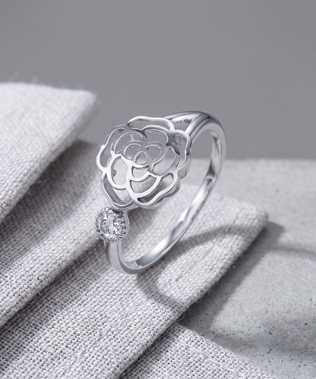 엘렌쥬얼리(HELENE JEWELRY) 실버 Silver 925 로즈 플라워 미스 링 은 반지